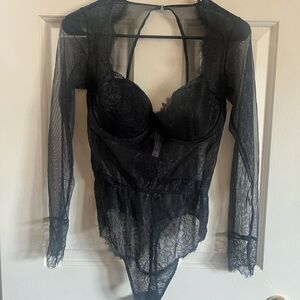 Victoria's Secret Black Lace Bodysuit
